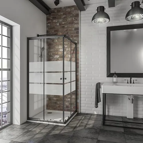Schulte EP19442 Duschkabine Sunny Eckeinstieg mit Schiebetüren - Duschkabine 75x75-90x90 cm, aus 4 mm Sicherheitsglas, variable Montage, elegantes Schwarz-matt Design, perfekte Stabilität und Laufruhe für Ihr Badezimmer.