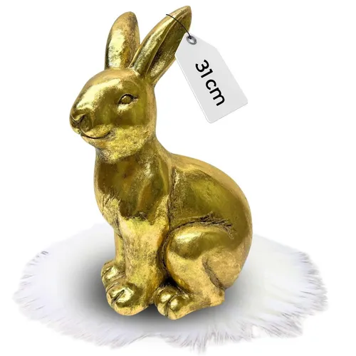 Bada Bing Deko Hase Gold 31 cm - Figuren für Ostern, hochwertig und glitzernd, ideal für die Dekoration von Terrasse oder Wintergarten.