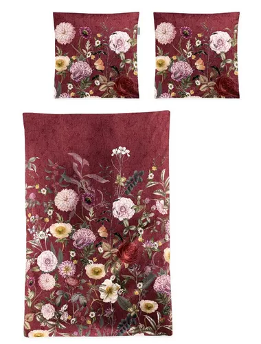 Irisette Mako-Satin Bettwäsche Wave 8576 rot - Bettwäsche-Set mit fröhlichem, floralem Muster, atmungsaktiv und hautsympathisch, ideal für erholsamen Schlaf.