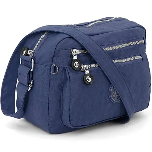 ekavale Kleine Schultertasche aus Wasserabweisendes Nylon – Handtasche für Damen & Mädchen - Crossbody Bag - Leichte Umhängetasche (Blau)
