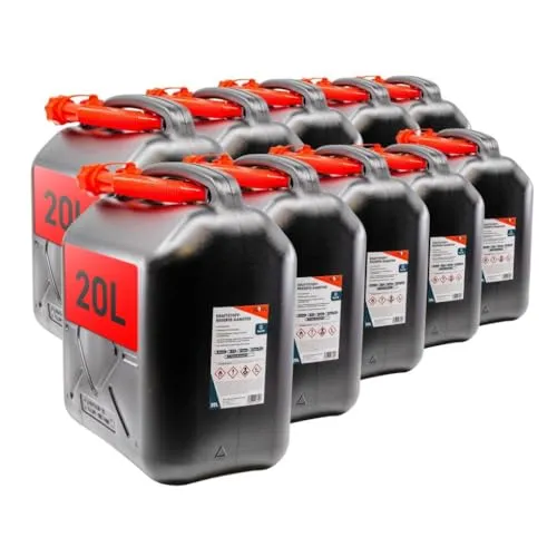 KOVA® 10x Benzinkanister 20L SCHWARZ Kunststoff Dieselkanister Reservekanister Kraftstoffkanister 20 Liter Wasserkanister für Benzin Diesel Wasser AdBlue 20-Liter-Kanister Außgießer 20 ltr Petrol Can