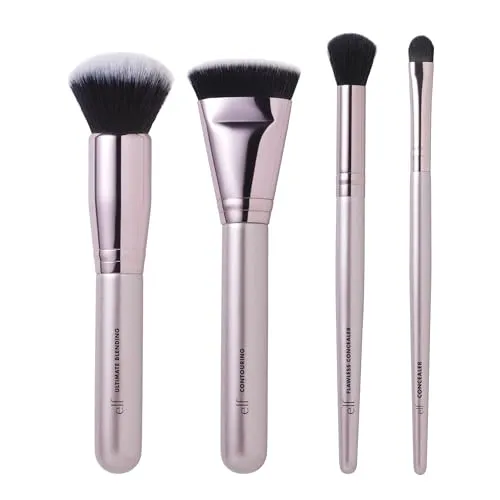 e.l.f. Foundation & Concealer Brush Set, Brushes For Face Makeup, Made With Synthetic Bristles, Vegan & Cruelty-Free