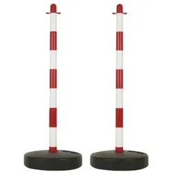 Absperrpfosten Kunststoffpfosten rot/weiß 2er Set - 2er Set aus robustem Kunststoff, ideal für temporäre Absperrungen und Sicherheitsmaßnahmen im Innen- und Außenbereich.