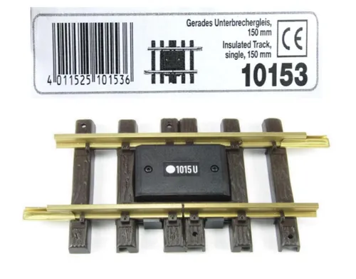 LGB Spur G 10153 Gerades Unterbrechergleis 150 mm - Gleismaterial: Gerades Unterbrechergleis, ideal für flexible Gleisverbindungen und einfache Stromunterbrechung in Ihrer Modellbahnlandschaft.