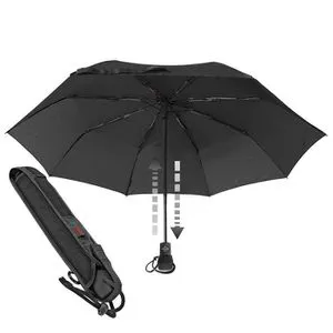 Euroschirm Regenschirm Light Trek Automatic, schwarz - Wander- & Trekkingschirm mit Auf-Zu-Automatik, sturmfest und bis 110 km/h getestet. Ideal für Outdoor-Abenteuer, leicht und kompakt mit nur 29 cm Länge im geschlossenen Zustand.