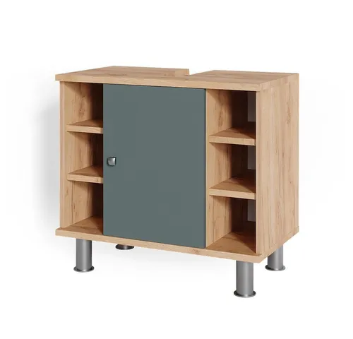 Vicco Waschbeckenunterschrank Fynn, 60 x 54 cm, Grün/Goldkraft Eiche