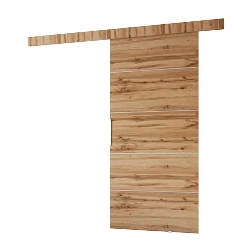 MINIO go for it - Schiebetür Komplettset CLEAN B, Schiebetüren, Wandmontage, Schiebetürsystem, Zimmertüren (Wotan Eiche, 96x205 cm)