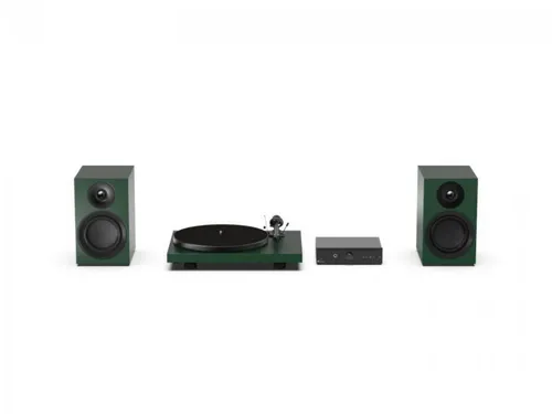 Pro-Ject Colourful Audio System E Seidenmatt Grün Plattenspieler (Riemenantrieb (belt drive) mit elektronischer Geschwindigkeitssteuerung, Keine Angabe, Handgemacht in Europa, viele Satin-Farben, hochwertige Materialien)