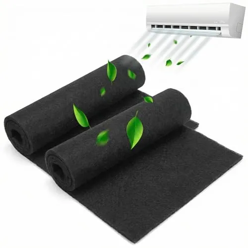 QWORK® 2er Set Zuschneidbarer Aktivkohlefilter 120cm x 20cm x 3mm für Dunstabzugshauben und Luftreiniger