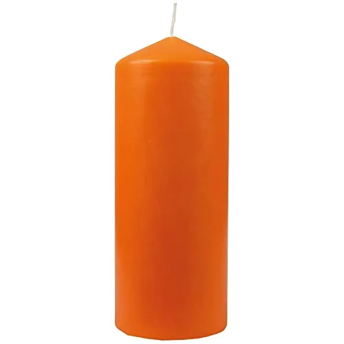 HS Candle Wachskerzen Stumpenkerzen Ø8cm x 20cm (Ocker) - Lange Brenndauer - Hergestellt in EU - Kerzen Blockkerzen - Wachs Stumpen