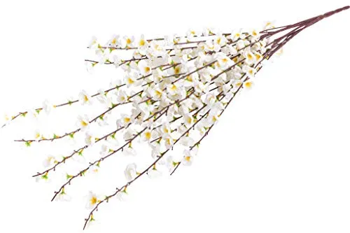 Evergreens künstlicher Frühlingsblütenbusch (Pfirsichblütenbusch) mit 20 Stielen (Creme-weiß)