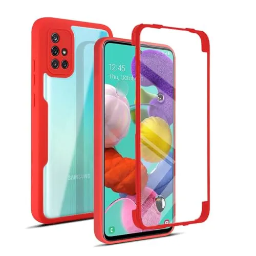 Grad Hülle Kompatibel mit Samsung Galaxy A51 | Handyhülle mit eingebautem Displayschutz für Galaxy A51 | Rot 360