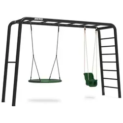 BERG PlayBase Large TL mit Babyschaukel und Nestschaukel - Multifunktionale Schaukel für den Garten, bietet Fitness, Spiel und Entspannung in einem eleganten Design ohne Betonfundament.