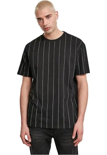 Urban Classics Herren T-Shirt Oversized Pinstripe Tee T-Shirt, Black, S