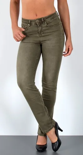 ESRA Straight-Jeans Premium High Waist Damen - Zeitlose High Waist Straight Leg Jeans für Damen mit perfektem Sitz und hohem Tragekomfort. Ideal für jeden Anlass, vom Büro bis zum Freizeitlook. Hohe Stretchqualität und in vielen Farben erhältlich.