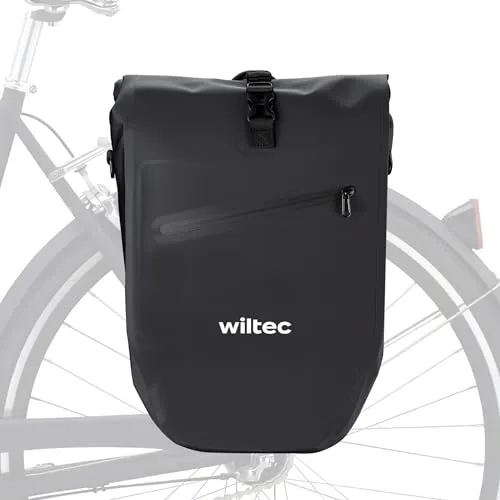 Wiltec Gepäckträgertasche schwarz, 28 l Wasserresistente Fahrradtasche - Fahrradtaschen – Robuste, wasserresistente Konstruktion mit 28 l Stauraum und praktischem Tragegurt für bequemes Transportieren.