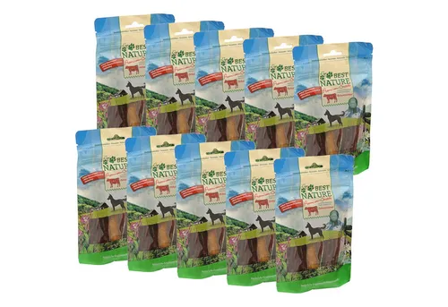Best Nature Premium Snack für Hunde – Ochsenziemer, 10x 100g - Leckerer Ochsenziemer für Hunde: Langanhaltender Kauspaß zur Unterstützung der Kaumuskulatur und Zahnreinigung. Mit über 60 Nährstoffen angereichert, ideal als Belohnung zwischen den Mahlzeiten.