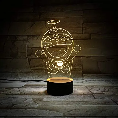 Wolobox Doraemon Salto-Lampe | Stimmungsdekoration | Nachttischlampe | farbiges Nachtlicht | Beleuchtung für Kinder und Erwachsene | USB | festes Licht oder Karusselllicht | Kabel - Batterien |