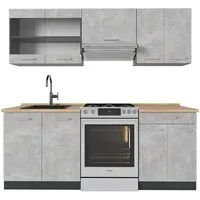 Vicco Küchenzeile R-Line, Beton/Anthrazit, 200 cm - Moderne Küchenzeile ohne Arbeitsplatte, modular und anpassbar für jeden Haushalt. Ideal für individuelle Lösungen in der Küche mit höhenverstellbaren Füßen.
