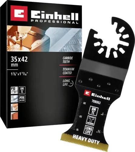 Einhell 708063 Tauchsägeblatt HM-TI, 35mm - Multifunktionswerkzeug Zubehör, titanbeschichtetes Bimetall-Blatt für präzise Schnitte in Holz, Kunststoff und Metall – ideal für Heimwerker!