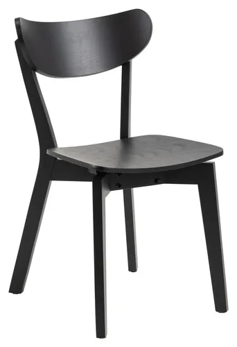 Stuhl Rocky in Schwarz - Eleganter Sitzplatz - Stühle: Schlichter, eleganter Stuhl aus Eiche mit Kautschuk-Holz-Gestell, bis 110 kg belastbar, ideal für jeden Wohnbereich.