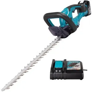 Makita DUH 507 RF Akku Heckenschere 18 V 50 cm - Heckenschere mit 50 cm Schnittlänge, kommt mit 1x 3,0 Ah Akku und Ladegerät, ideal für kabelloses und effizientes Schneiden im Garten.