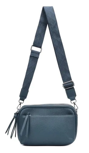 ITALYSHOP24 Schultertasche Damen Umhängetasche Brusttasche Cross Over Body Bag Handy Clutch (Spar-Set Clutch-Tasche mit einem breitem Muster Stoffgurt/Umhängeband, Leder Optik), viele Fächer, Freizeit Damentasche Reise Leder Optik Kosmetiktasche