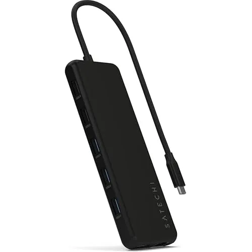 Satechi 13-in-1 USB-C Triple Display Multiport Adapter - Dockingstation & Hub mit 13 Anschlüssen, ermöglicht den Anschluss von bis zu drei Displays für maximales Multitasking.