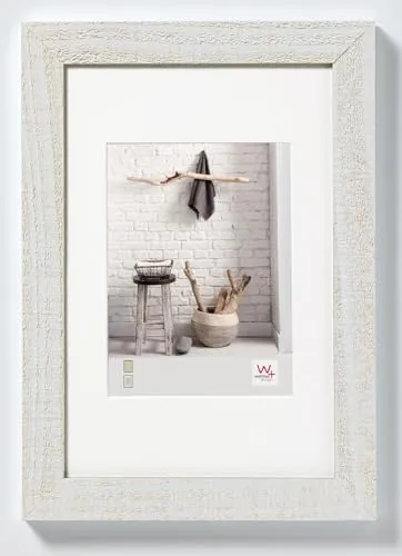 Walther Design Bilderrahmen polarweiß 60 x 80 cm mit Passepartout - Wand- & Tischbilderrahmen aus Holz, ideal für kreative Präsentationen mit Passepartout für 50 x 70 cm Fotos oder direkt für 60 x 80 cm geeignet.