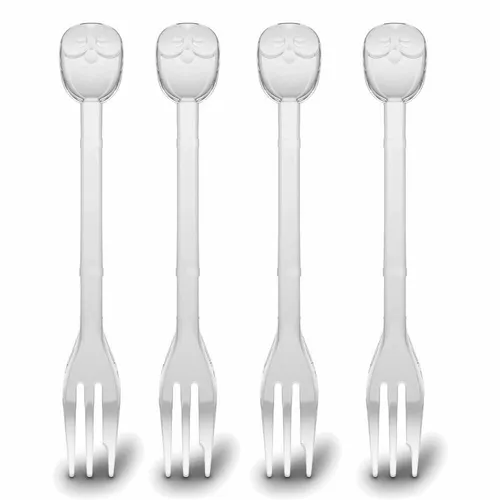 Koziol Elli, 4er Set, Kuchengabel, Besteck, Gabel, 15.2 cm, Transparent, 3296535