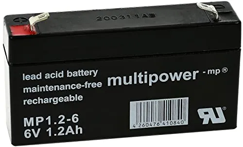 akku-net Bleiakku (multipower) MP1,2-6, 6V, Lead-Acid