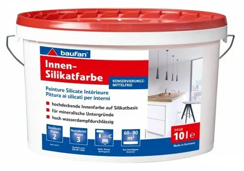 Baufan Innen Silikatfarbe 10l - Innenfarbe, atmungsaktiv und schimmelresistent für ein gesundes Raumklima