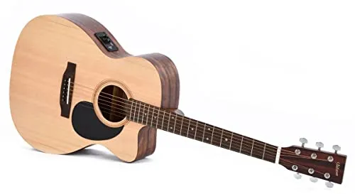 Ditson 000C-10E Natur Satin Akustikgitarre - 10 Series Gitarren mit Sitka Fichtendecke und Mahagoniboden, ideal für klare Klänge und warme Töne – perfekt für Musiker aller Levels.