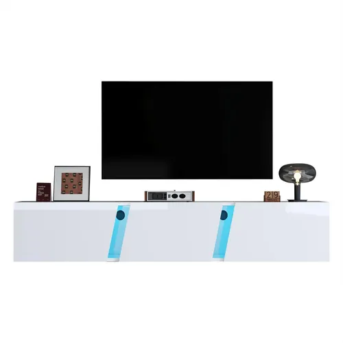 Wandmontierter TV-Schrank mit LED-Leuchten, 180 x 35 cm, Hochglanz
