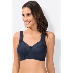 Miss Mary Broderie Anglaise BH ohne Bügel für Damen, Größe 100E Dunkelblau - Funktionsunterwäsche mit hohem Tragekomfort aus 83% atmungsaktiver Baumwolle, ideal für eine perfekte Passform und sanfte Unterstützung, auch für größere Cups.
