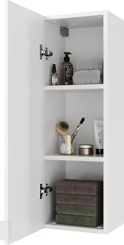 PLATAN ROOM Badezimmerschrank 90H x 30B x 25T cm hängend Badschrank Hängeschrank mit Soft-Close Funktion Bad Badezimmermöbel Hochschrank Weiß Matt