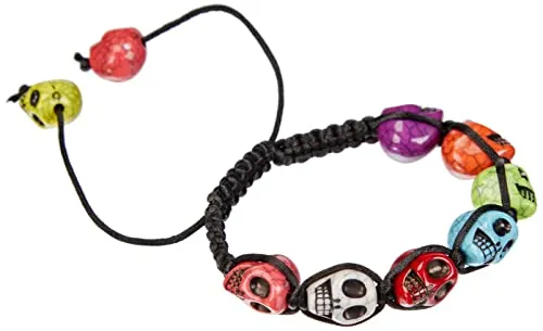 Amscan 394459-55 - Armband Totenkopf, mehrfarbig, Armschmuck für Karneval und Halloween, Day of the Dead, Dia de los Metros, Tag des Todes, Accessoire, Kostüm, Verkleidung