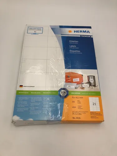 Herma Premium 4616 Etiketten weiß 70 x 42.3mm - Vielzweck-Etiketten, 4200 Stück, selbstklebend und bedruckbar, ideal für Kopierer und Drucker, umweltfreundlich und 100% recyclingfähig.