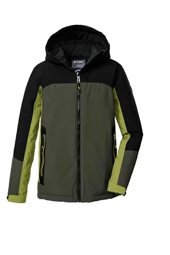 KILLTEC Kinder Funktionsjacke KOW 223 BYS JCKT - Funktionsjacke für Kids im Colourblock Design, wind- und wasserdicht mit 10.000 mm Wassersäule, ausgestattet mit regulierbarer Kapuze und Fleece-Futter für extra Wärme.