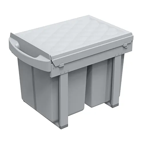 SVITA Einbau-Mülleimer Unterschrank Küche 40L mit 2 Fächern - Praktischer Einbaumülleimer für die Küche mit 2 Fächern zur einfachen Mülltrennung. Ideal für Schränke ab 34 cm Breite, platzsparend und hygienisch. Strapazierfähige Eimer mit Tragegriffen für einfache Entsorgung.