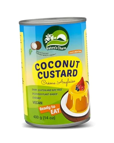 Nature’s Charm Kokosnusspudding Crème Anglaise | 100% Vegan | 1 x 400 g | Veganer Kokospudding mit cremiger Textur und feiner Vanillenote | Ideal als Nachspeise, für Desserts und zum Backen