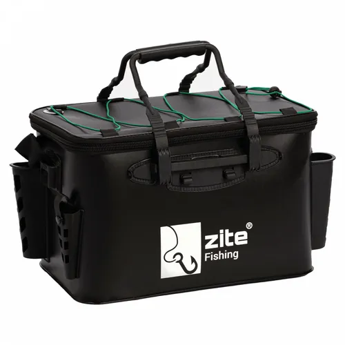 Zite Fishing Angeltasche - Wasserdicht 40cm - Ködereimer mit robustem 100% EVA-Material, ideal für Angler. Ausgestattet mit dehnbarem Strap-Band, Ruten- und Werkzeughaltern, bietet sie optimalen Tragekomfort.