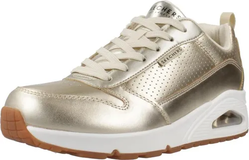 Skechers Uno Metallixs Sneaker Silber - Stylischer Sneaker mit Metallic-Finish, ausgestattet mit Air-Cooled Memory Foam für ultimativen Tragekomfort und einer luftgepolsterten Zwischensohle für optimale Dämpfung.