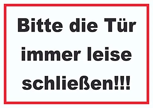 HB-Druck Schild Bitte die Tür Immer leise schwarz-Weiss-rot A6 (105x148mm)