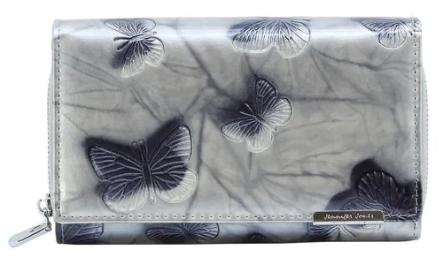 Jennifer Jones Damen Leder Geldbörse Groß mit RFID-Schutz in silber von J JONES JENNIFER JONES