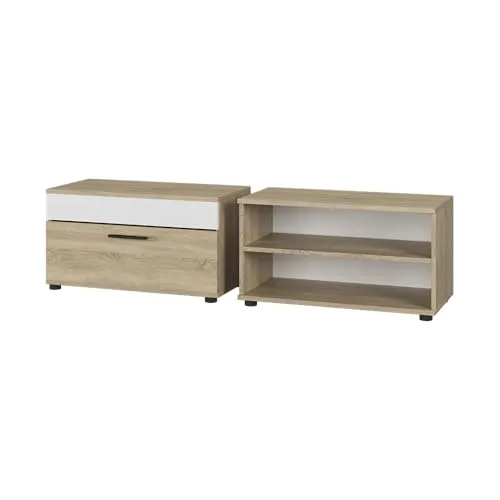 Vicco Wohnwand Berno, Sonoma/Weiß, 2 Teile - Moderne Wohnwand für stilvolle Räume, bietet praktischen Stauraum und fügt sich harmonisch ein. Ideal für ein aufgeräumtes Wohnzimmer.