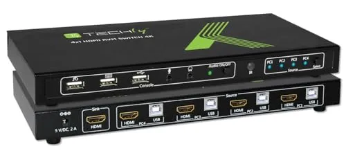 IC Intracom KVM Switch USB HDMI 4K 4 Wege - KVM-Switch für 4 Geräte, unterstützt 4K Auflösung für gestochen scharfe Bildqualität, ideal für effizientes Multitasking.
