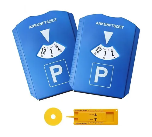 Stück Parkuhr, Parkscheibe mit Eiskratzer, Einkaufschip und Reifenmesser 2