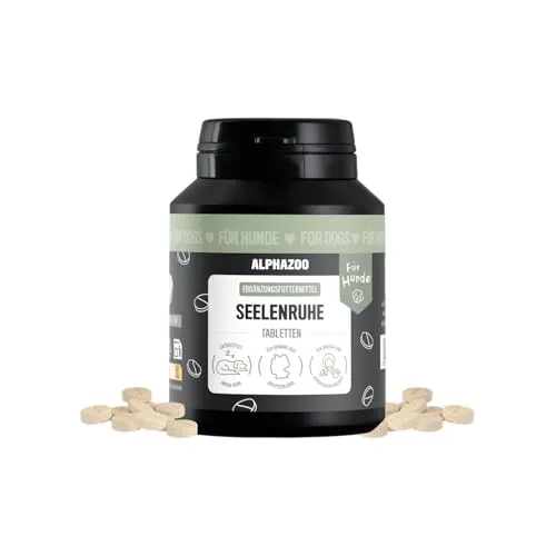 alphazoo Seelenruhe I Beruhigungsmittel fĂĽr Hunde - Entspannungs- & Anti-Stress-Mittel fĂĽr Hunde, 50 Tabletten mit Baldrian, ideal gegen Stress und Angst in belastenden Situationen.