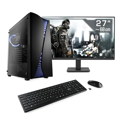Office PC mit Windows 11 Home, Intel Core i5-14400 6X 2500 MHz, 1000 GB M.2 SSD, 16 GBDDR4-RAM, Intel UHD Graphics 730, MSI Mainbaord, USB 3.2, 27 Zoll Full-HD, Tastatur/Maus-Set, M11340H